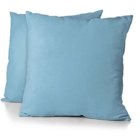 Lot de 2 taies d'oreiller - HOME LINGE PASSION - HP72090 - Microfibre 82 g - 63 x 63 cm - Bleu ciel (1/3)