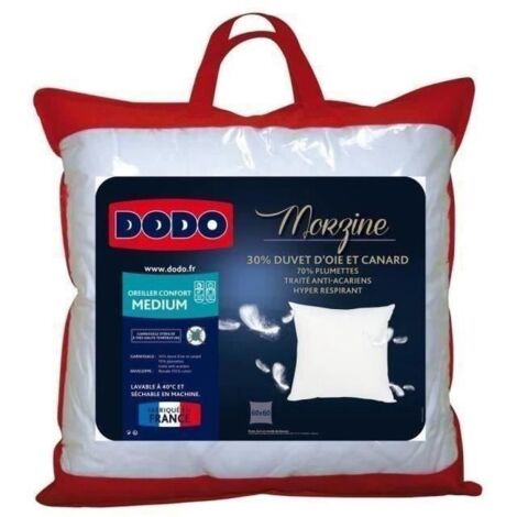 DODO OREILLER PERCALE 100% COTON MORZINE 65X65 CM BLANC DODOMORZINE65
