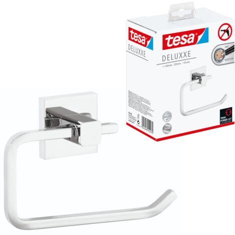 Tesa – Porte-papier toilette chromé brillant – Installation sans perçage – Fixation sur carrelage, métal, bois – Dimensions 9,9x16x4,5 cm (1/5)