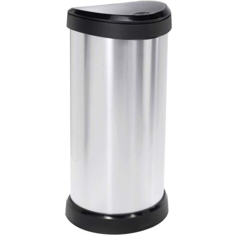 Curver – Poubelle sous évier 40L 240641 – Ouverture tactile – Dimensions 335 x 685 x 285 mm – Finition métallique antirouille – Avec porte-sac intégré - NOIR 1 PC