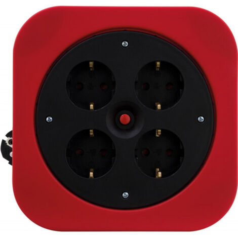 REV 0010012600 base multiple 10 m 4 prises CA Intérieur Noir, Rouge (1/4)