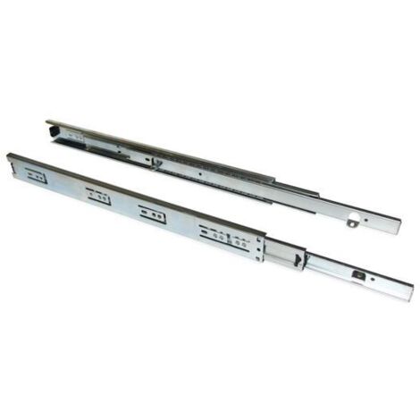 Emuca – Glissières à billes argentées 350 mm – Acier zingué – Charge max 30 kg – Extraction totale pour tiroirs de cuisine