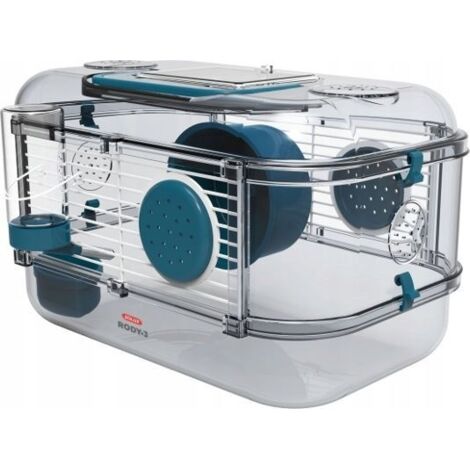 Zolux – Cage pour rongeur Mini Rody3 – Dimensions 33 x 21 x 18 cm – Couleur bleue – Parois transparentes pour observation – Accessoires inclus (1/5)