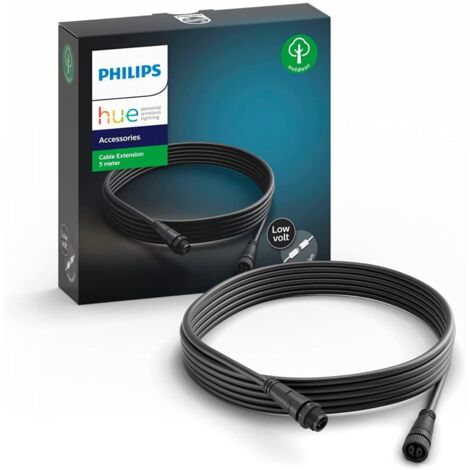 Philips Hue – Rallonge électrique extérieure 5 mètres – Protection IP67 pour immersion – Câble synthétique noir – Installation facile avec spots Hue (1/10)