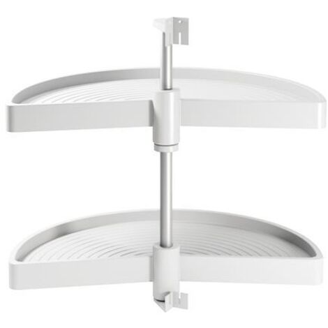 Emuca – Plateaux tournants demi-lune 650mm – Pour modules de cuisine 800mm – Plastique recyclable et aluminium anodisé – Charge max 20kg