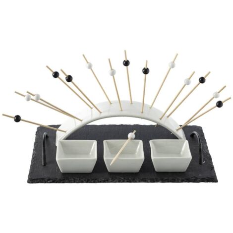 Secret De Gourmet - Set Apéritif 4 Pièces Ardoise 35cm Naturel - Planche à Fromage Et Servir