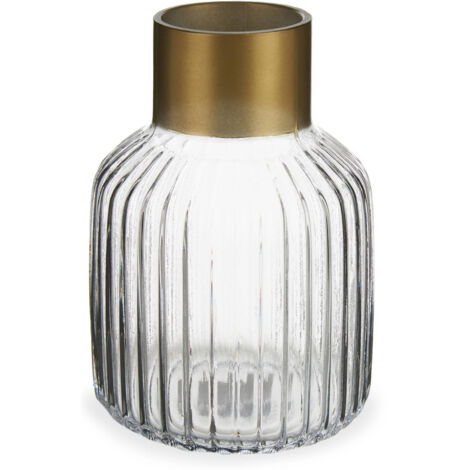Gift-decor Vase Chic transparent avec décor doré 14,5x22 cm (1/2)