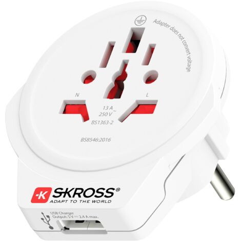 Skross Reisestecker World to Europe USB Blanc Compact (1/5)
