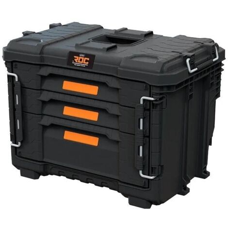 Keter – Boîte à outils modulable 3 tiroirs 56,5x37,5x41,3cm – Plastique résistant – Système de verrouillage pour transport sécurisé