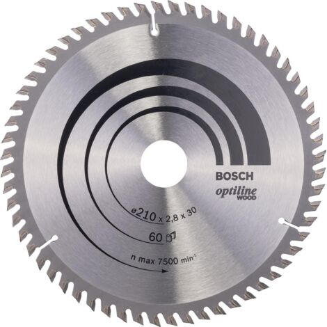 Bosch – Lame de scie circulaire 210 mm pour bois dur – 60 dents carbure – Épaisseur 2,8 mm – Alésage 30 mm – 2608641190 - WOOD 210 X