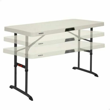 Lifetime – Table pliante crème hauteur réglable 4 personnes – Dimensions 122x86x61 cm – Acier et plastique – Facile à plier et transporter (1/5)