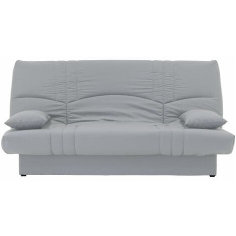 Les Tendances – Banquette clic clac 3 places en tissu gris clair – Dimensions 190 x 92 cm – Design classique avec coussins décoratifs