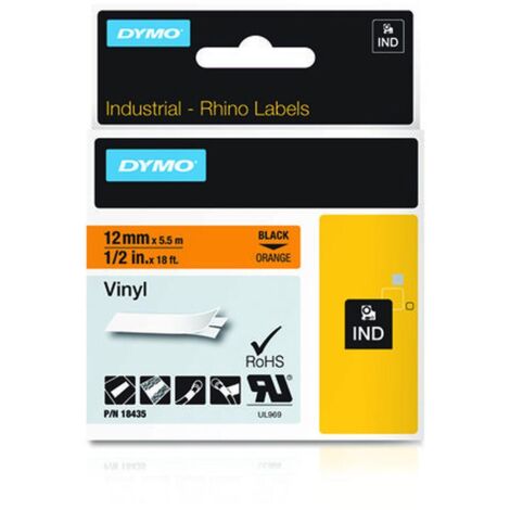 Dymo 18435 ruban vinyle noir 12 mm x 5,5 m (1/3)
