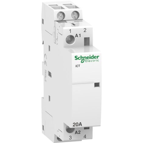 Schneider Electric – Contacteur électrique modulaire 20A – Tension 230V – Protection IP20 – Isolation 500V AC – Pour rail DIN 35mm
