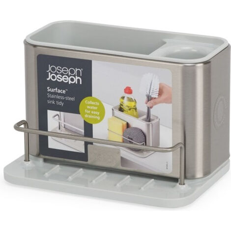 Surface™, Joseph Joseph, modèle Egouttoir à couverts en acier inoxydable, range-couverts, utilisation principale en cuisine, caractéristiques divisées, siphon et base antidérapante, couleur grise. (1/5)
