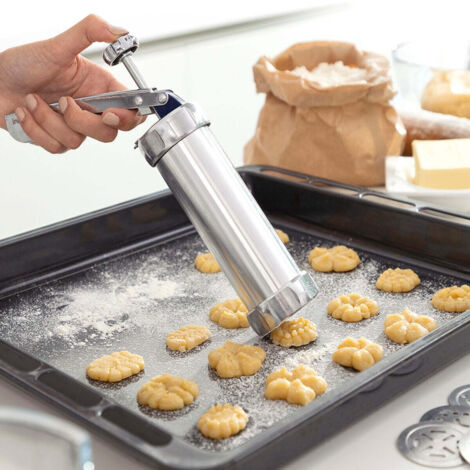 Northix Machine à biscuits et douille 2 en 1 argenté rouge (1/5)
