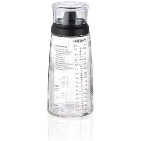 Leifheit – Shaker à vinaigrette 3195 300 ml – Verre résistant – Bec verseur anti-goutte – 5 recettes imprimées – Compatible lave-vaisselle