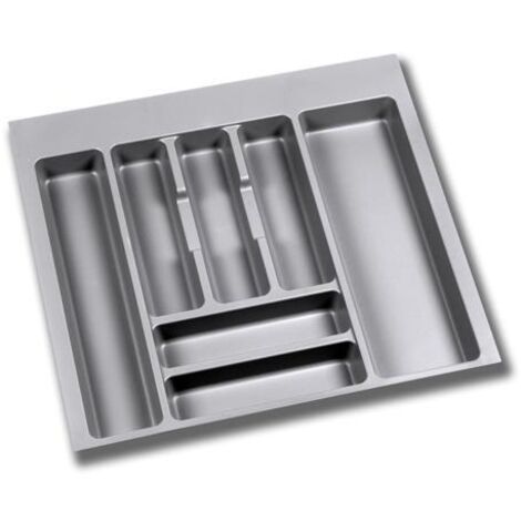 Emuca – Range couverts 8329621 pour tiroir universel – Adaptable 400 à 900 mm – Plastique gris – Compartiments pour couverts et ustensiles