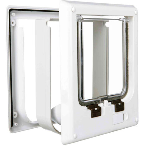 Trixie – Chatière électromagnétique 21,1x24,4 cm – Rabat transparent silencieux – Installation facile sur portes et murs – Aimant pour collier inclus