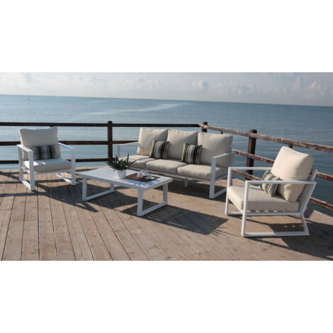 Hevea BOLONIA et AYANA salon de jardin blanc 4 places (1/4)