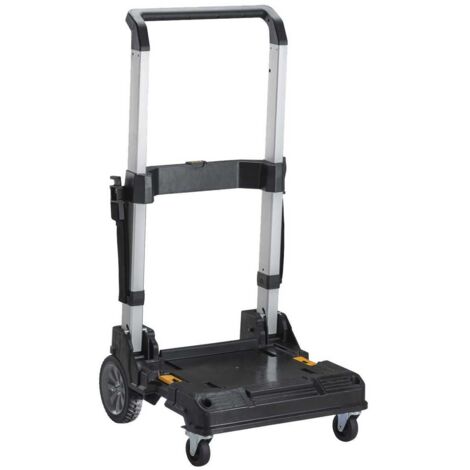 Chariot pliant DeWALT TSTAK en aluminium – Supporte jusqu'à 100 kg – Poignée télescopique réglable – Roues pivotantes à 360°