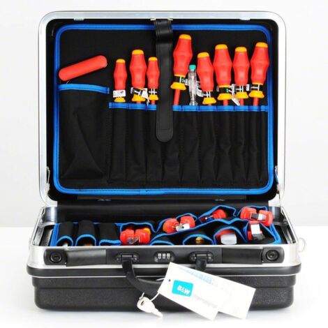 Mallette à outils avec 4 pinces Knipex et 9 tournevis WERA – Certifiée VDE – Pour montage électrique – Coffret de rangement robuste