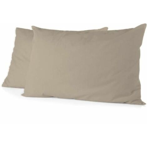 Lot de 2 taies d'oreiller - HOME LINGE PASSION - HP72091 - Microfibre 82 g - 50 x 70 cm - Beige (1/3)