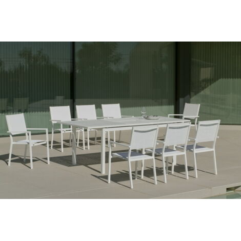 Hevea Ensemble contemporain blanc meuble de jardin (1/2)