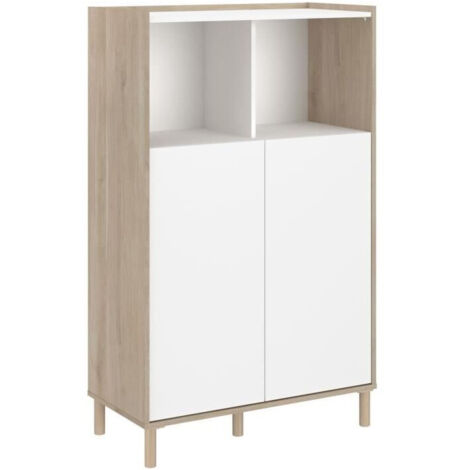 Parisot Morphos Bahut blanc et chêne 83,7x40x135 cm (1/5)