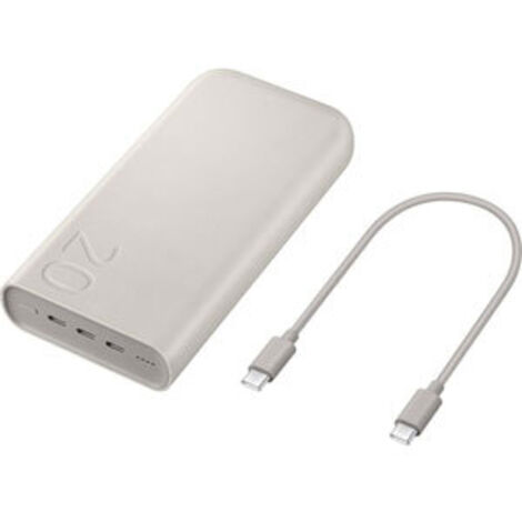 Samsung – Batterie portable 20000 mAh – Recharge rapide Power Delivery 3.0 – 3 ports USB Type-C – Design en polycarbonate beige - EB-P4520XUEGEU