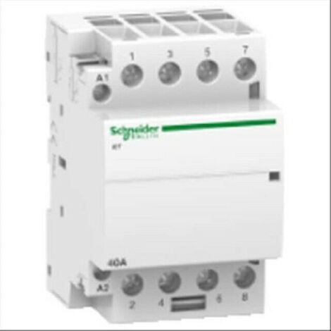 Schneider Electric – Contacteur à clé 40A – Modèle Acti9 ICT – Blanc – Rail DIN – Endurance élevée et dissipation thermique optimisée