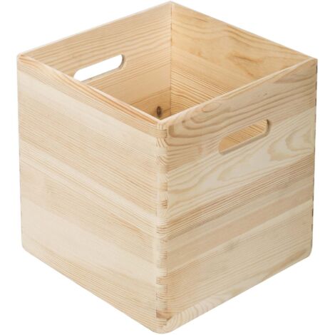 Astigarraga – Caisse en bois empilable 30x30x30 cm – Pin massif certifié PEFC – Fentes latérales pour transport facile – Prête à peindre ou vernir - Cbs303030