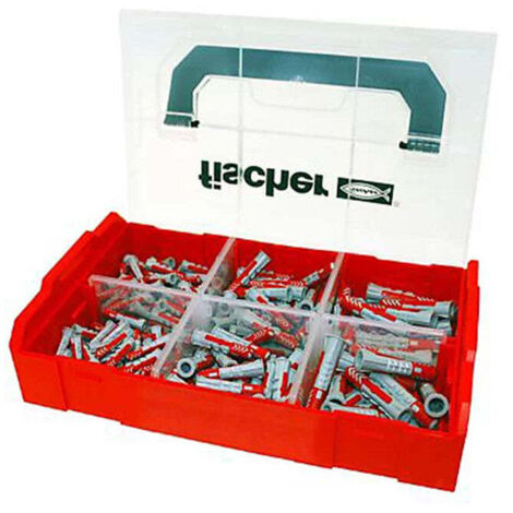 Fischer – Assortiment de 210 vis et chevilles DUOPOWER – Pour béton, brique et plaques de plâtre – Mallette de rangement incluse - FIXTAINER-1