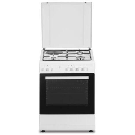 Continental Edison – Cuisinière mixte 66L CECM60FCW – 3 feux à gaz + 1 feu électrique – Nettoyage catalytique – Puissance 9,4 kW – Dimensions L59,8 x P61 x H83 cm (1/8)