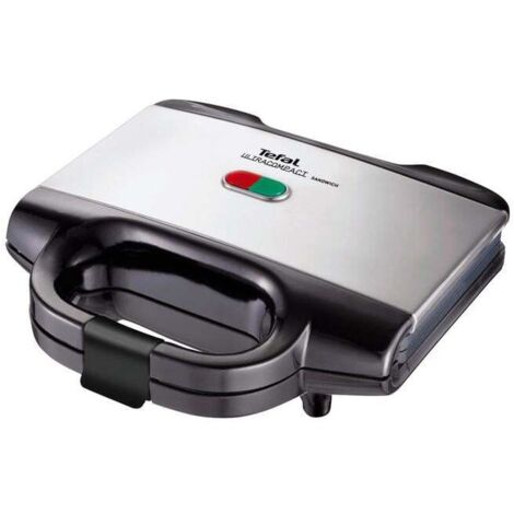 Tefal – Gaufrier et croque monsieur ultracompact 700W – Acier inoxydable – Capacité 2 sandwichs – Rangement vertical et câble intégré