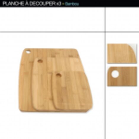 OSE – Planche à découper en bambou naturel – Lot de 3 – Dimensions 19x14cm, 22x29cm, 37x28cm – Surface antibactérienne et hygiénique - 5five