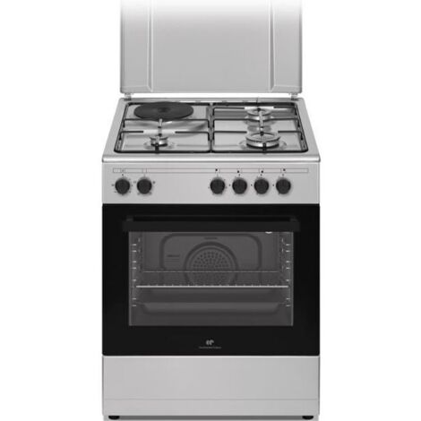 Continental Edison – Cuisinière mixte 60 cm – 3 feux gaz + 1 électrique – Four électrique à convection naturelle – Classe A – Auto-nettoyage catalyse - CECM60FCS