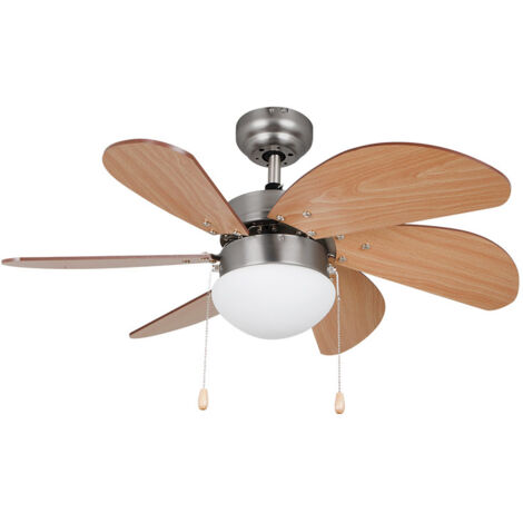 Orbegozo CP 15075N Ventilateur de plafond de avec lumière, 3 vitesses, 6 pales de bois, de système de ventilation réversible, 50 W (1/2)