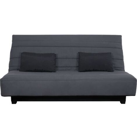 Banquette clic clac 2 places – Tissu gris – Matelas 13 cm – Sommier avec coffre de rangement – Dimensions 188x128 cm – Dunlopillo (1/4)