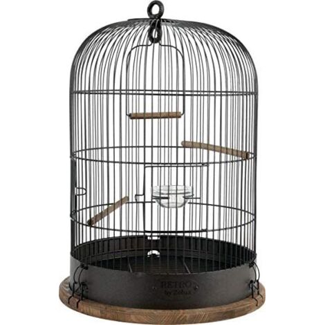 Zolux – Cage à oiseaux vintage Lisette – Métal et bois – Diamètre 38 cm – Habitat esthétique pour oiseaux – Design rétro élégant