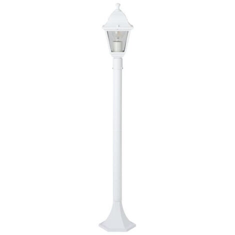 Lampadaire extérieur NISSIE blanc E27 60W IP44 – Métal/verre – Pour éclairage public – 60W – Ampoule non incluse – Brilliant