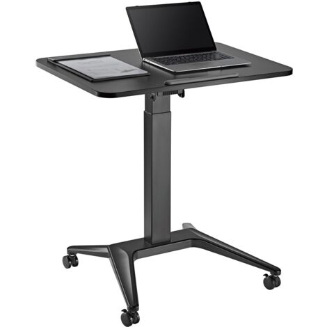 Maclean mc-453 b bureau mobile laptop avec réglage pneumatique de la hauteur, table laptop sur roulettes, 80 x 52 cm, max. 8 kg, hauteur réglable max. 109 cm (noir) (1/5)