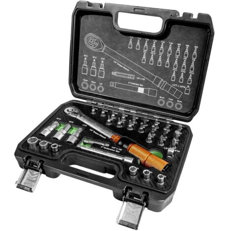 Brüder Mannesmann – Ensemble clé dynamométrique 1/4" 32 pièces – Acier CrMo haute résistance – Poignée ergonomique – Coffret robuste avec compartiments étiquetés (1/3)