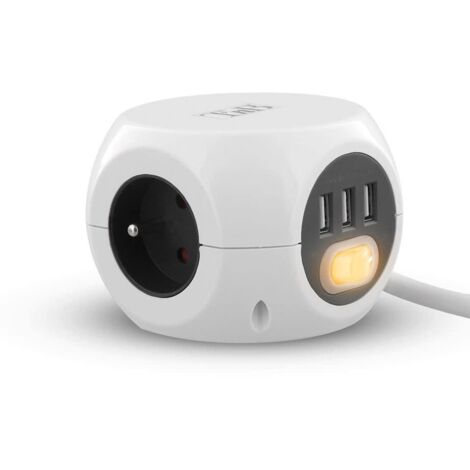 Tnb Multiprise design 2 en 1 blanc 3 prises 3 USB (1/3)