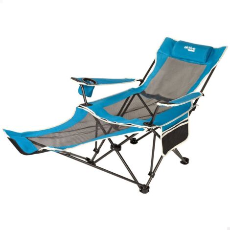 Aktive Sun Loungers Chaise Longue Pliante Bleu Noir 62x168x95 cm (1/3)