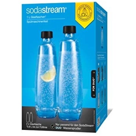Pack de 2 carafes en verre 1L pour gazéificateur DUO – Design élégant – Compatible lave-vaisselle – Conservation boissons fraîches – Sodastream - 2x1Liter