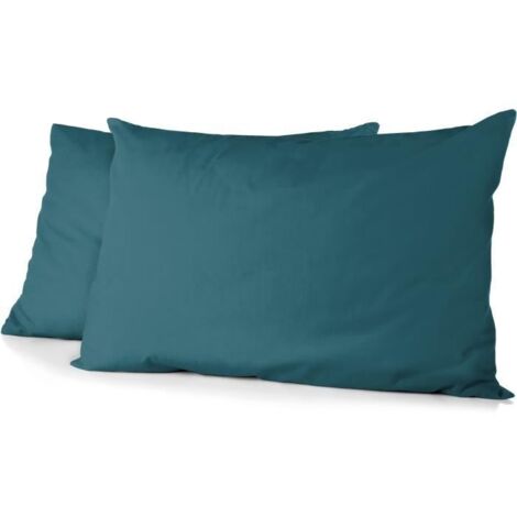 home-linge-passion Lot De Taies Microfibre Bleu Canard 50x70 cm (1/3)