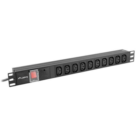 Lanberg PDU-10I-0200-IEC-BK régleta noire 10 sorties (1/4)