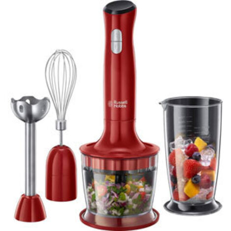 Russell Hobbs – Mixeur plongeant 2470056 500W – 2 vitesses – Design rouge élégant – Fonction turbo pour préparation rapide – Accessoires inclus (1/10)