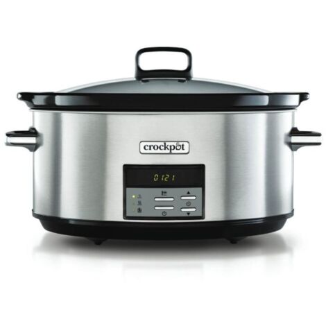 Mijoteuse 7,5 L avec minuterie numérique – Acier inoxydable – 3 niveaux de température – Pour repas jusqu'à 10 personnes – Crock Pot